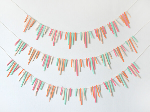 Simple Painted Sticks Garland Idea For Kids