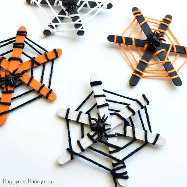 Spider Web Made With Popsicle Sticks & Yarn For Kids