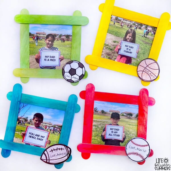 DIY Sports Themed Photo Frame Popsicle Stick Craft Ideas For Kids