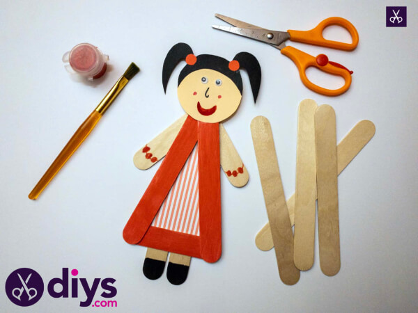 Sweet Girl Popsicle Stick Puppet Craft For Kids