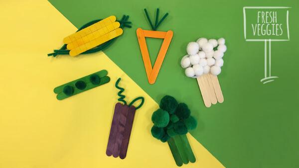 Fruits & Vegetables Craft Using Popsicle Stick