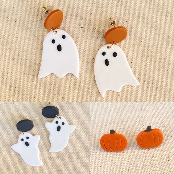 White Ghost And Orange Pumpkin Halloween Craft