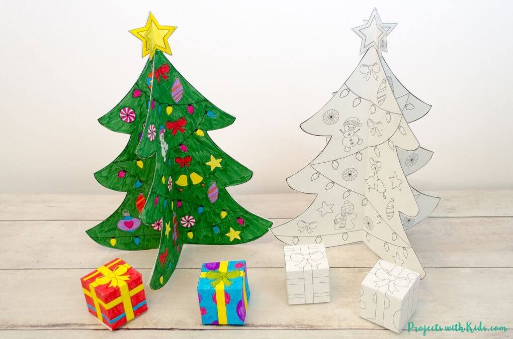 3D Christmas Tree Paper Craft For Kids