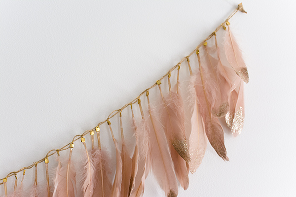 Adorable Glitter Dipped Feather Garland Craft Idea