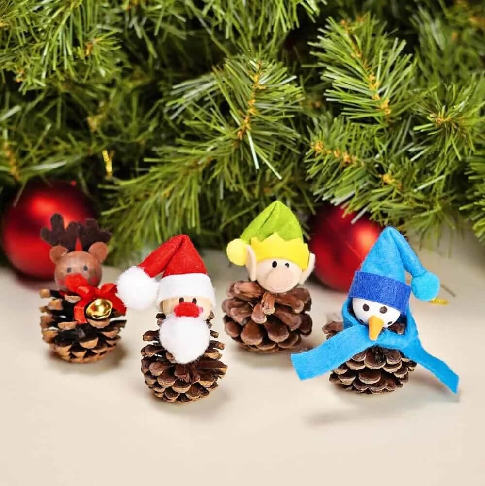 Adorable Pine Cone Christmas Decoration Craft Idea For Kids