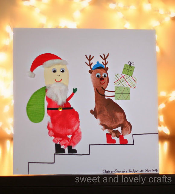 Adorable Santa & Rudolph Footprint Art & Craft for Kids
