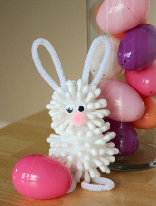 Adorable Eater Bunny Cotton Bud Craft for Kids : Cotton Bud Animal Crafts