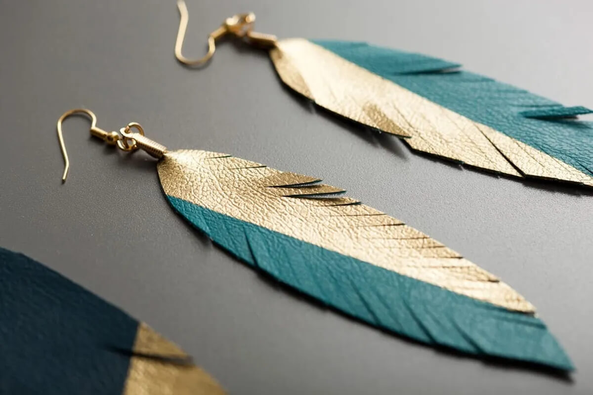 Attractive Feather Shaped Faux Leather Earrings Idea