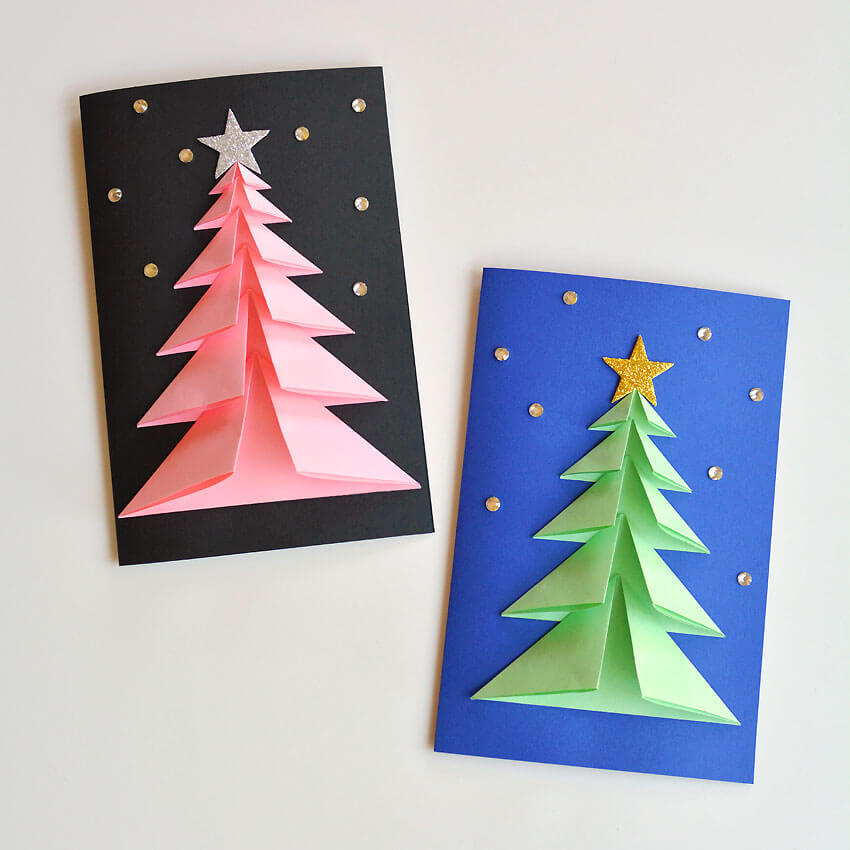 Beautiful 3-D Christmas Tree Themed Gift Card Idea For Kids DIY Christmas Card Ideas for Kids
