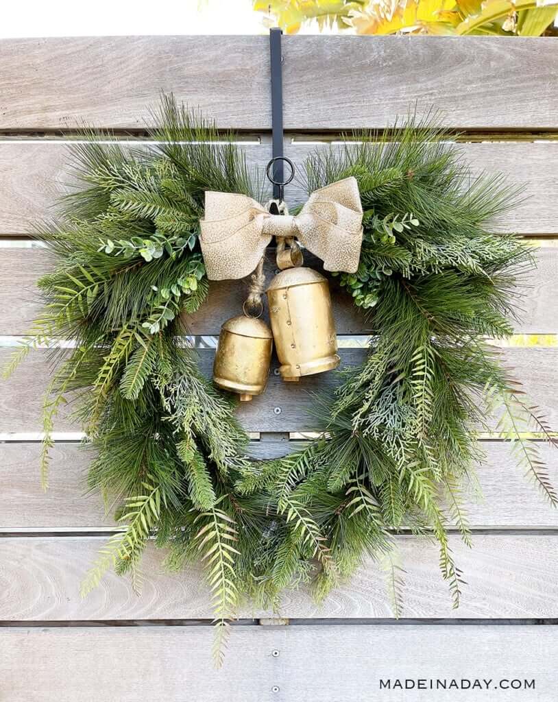 Beautiful Boho Bell Fern Christmas Wreath Craft