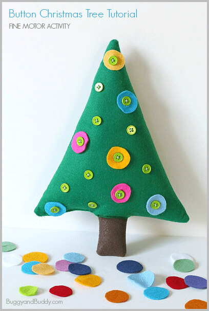 Beautiful & DIY Christmas Decoration Craft Activity With Buttons For Kids