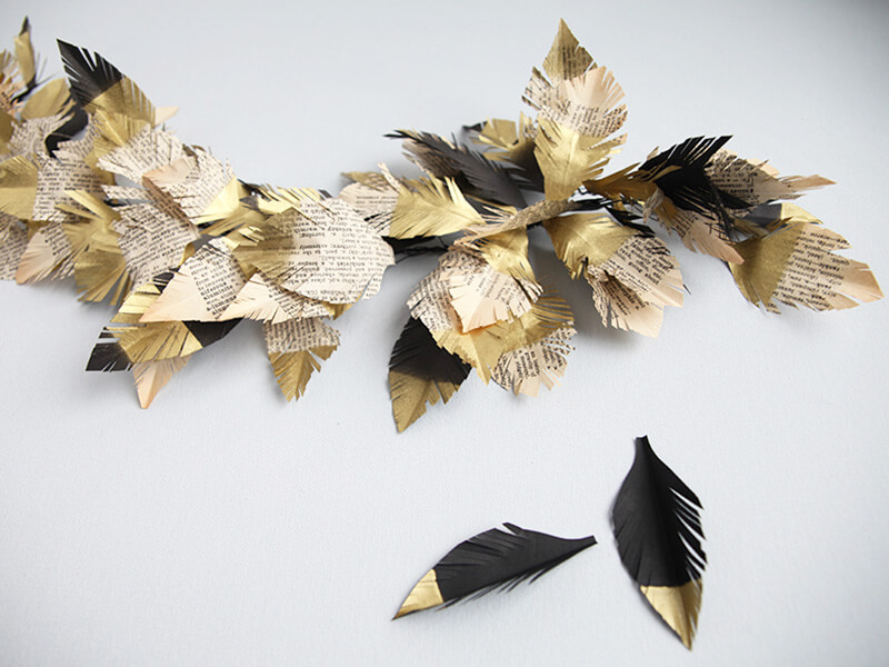 Beautiful Garland Crafting Idea With Newspaper Feathers : DIY Feather Garland Ideas