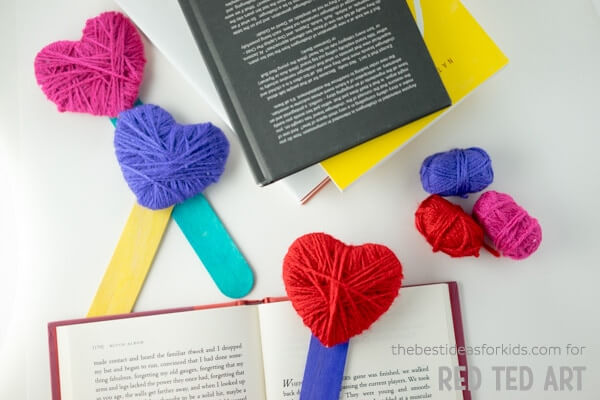 Beautiful Yarn And Ice Stick Bookmark Craft For Toddlers : Easy yarn crafts for kids
