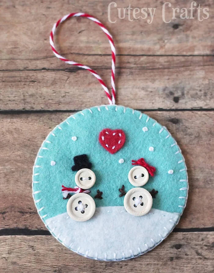 Button & Felt Ornaments Craft For Christmas