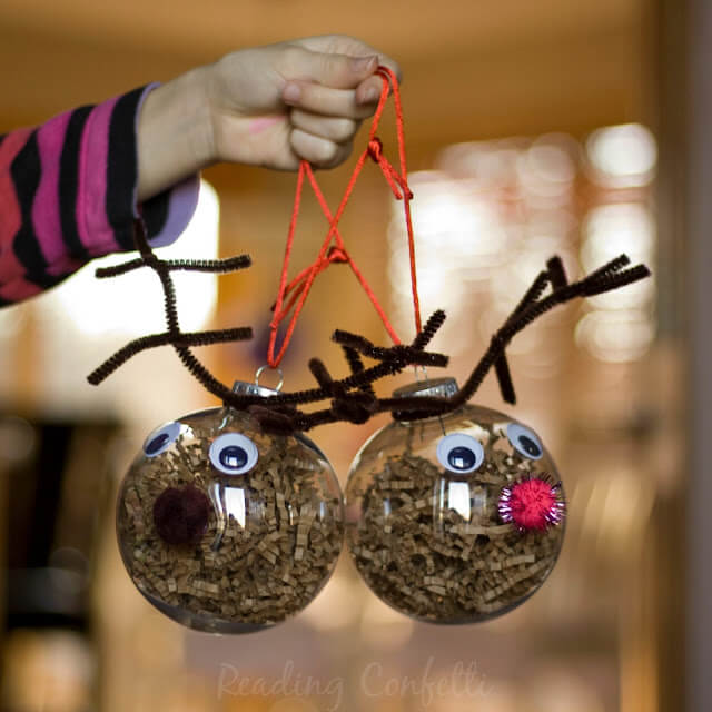 Christmas Ball Ornament Craft in Reindeer Shape