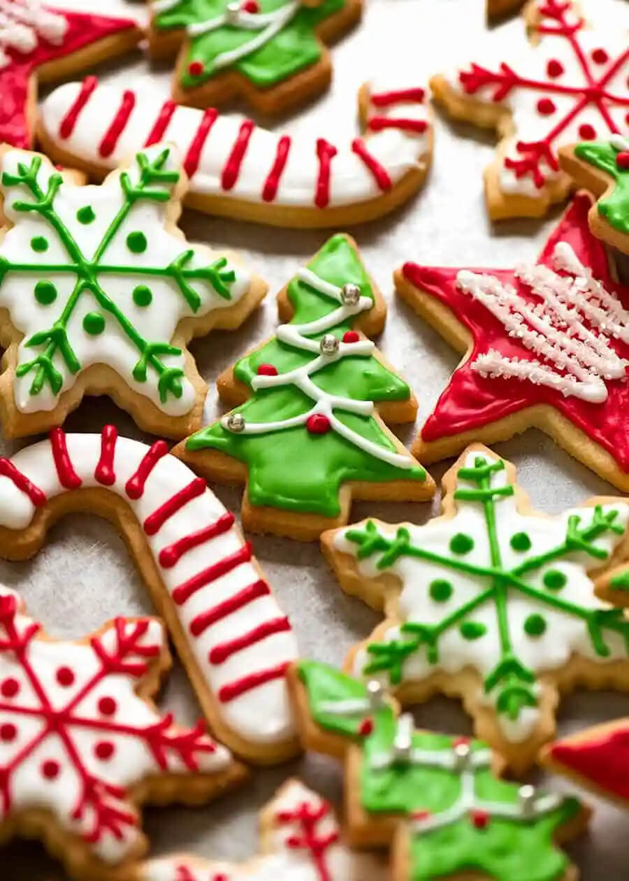 Colorful Christmas Cookie Recipe In Different Shapes