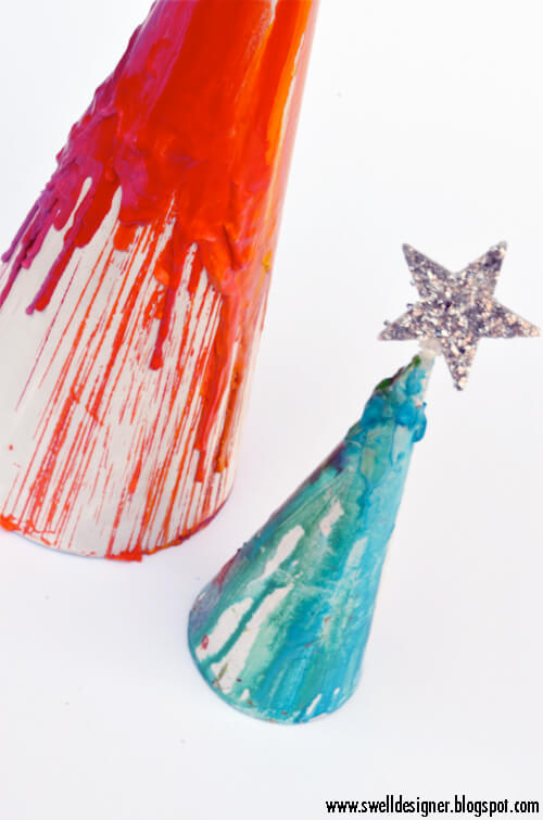 Crayon Drip Christmas Tree Activity For Kids