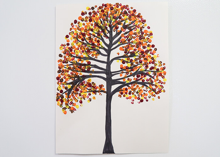 Creative Autumn Tree Cotton Bud Painting Tricks for Kids : Cotton Bud Painting Hacks for Kids