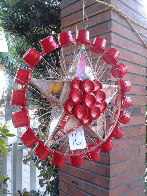Creative Christmas Parol Outdoor Decoration Using Plastic Cup : Recycled Christmas Parol Ideas