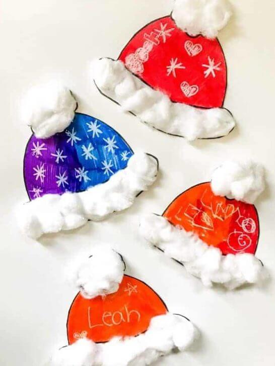 Cute Little Cotton Ball Winter Caps For Kids : Cotton Ball Crafts