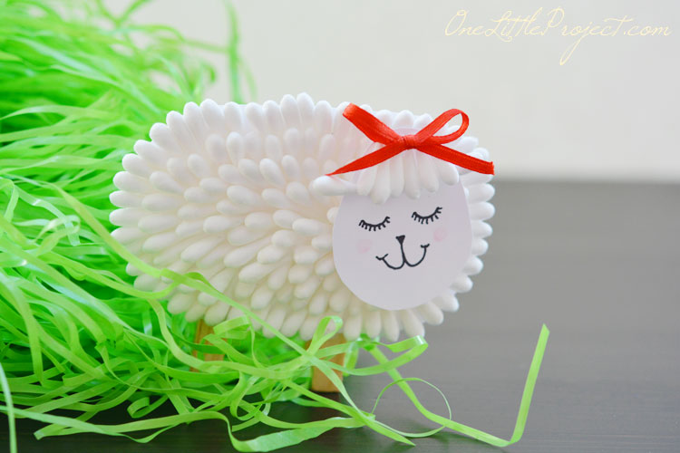 Cute Little Sheep Cotton Bud Craft for Kids : Cotton Bud Animal Crafts