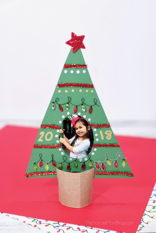 DIY Christmas Tree Picture Frame Gift Idea Using Paper & Cardboard