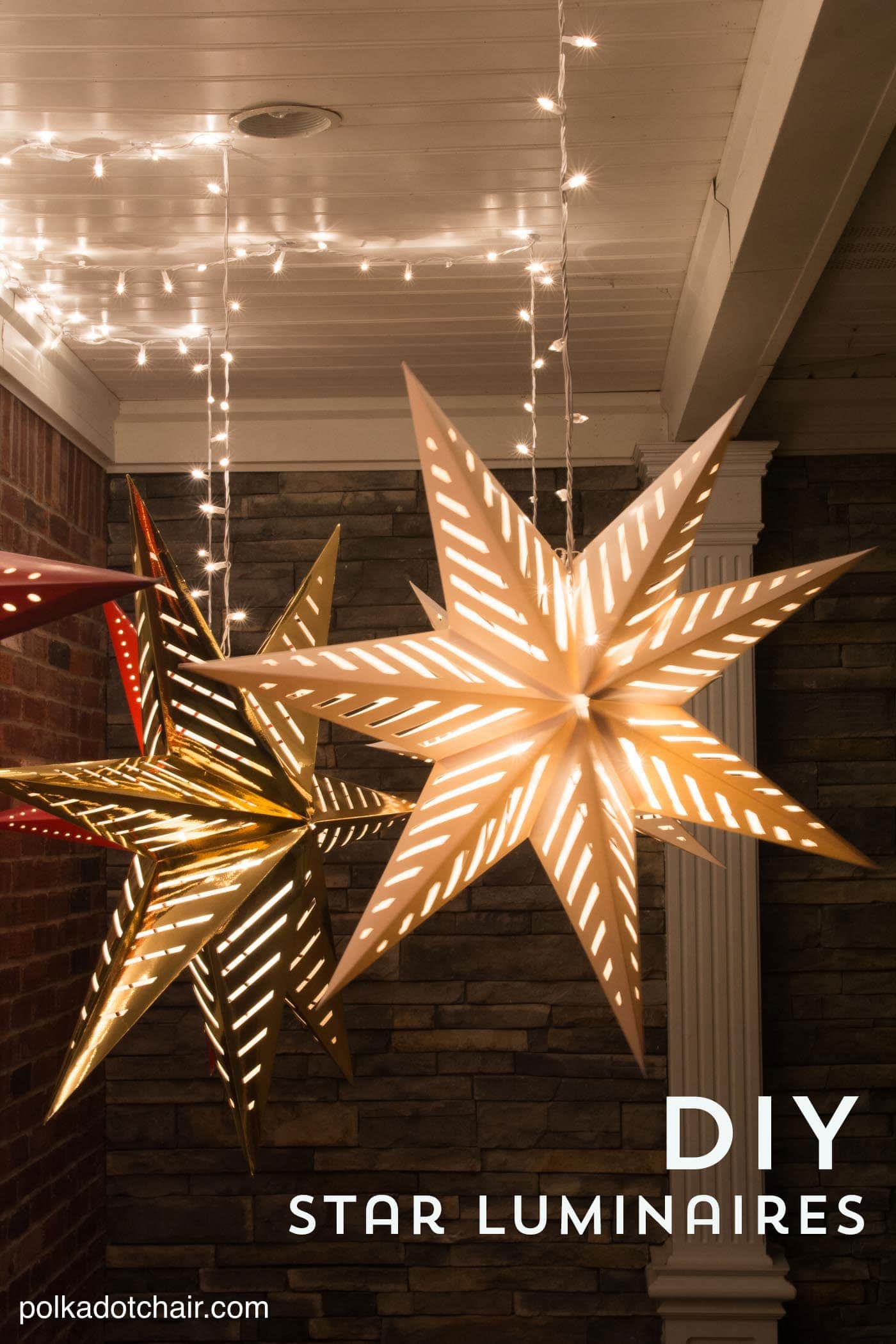 DIY Star Luminaries Hanging Decoration Craft For Front Porch At Home : Christmas Decorations At Home
