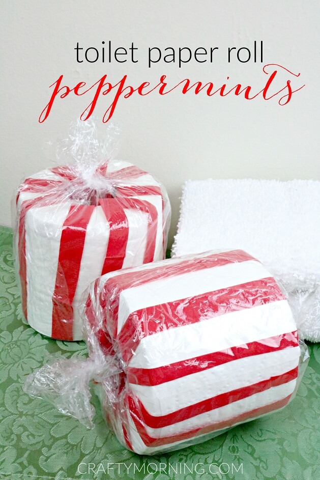 DIY Toilet Paper Roll Decoration In Peppermints Shape