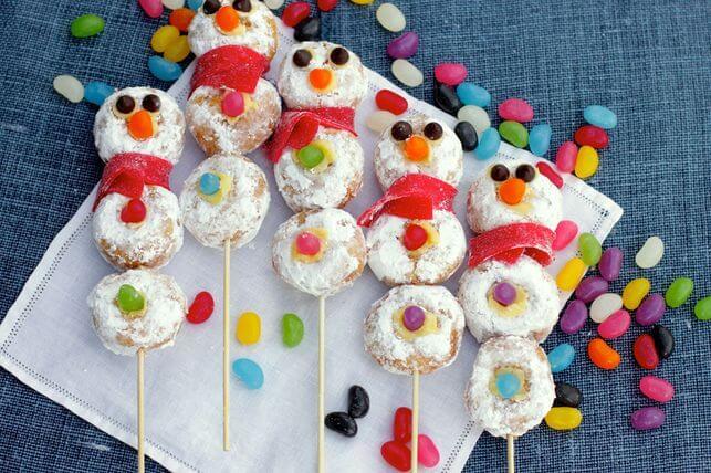 Dazzling Snowman Decorated With Donut Sticks
