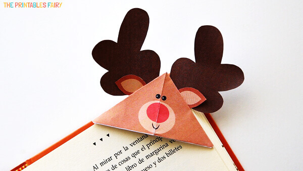 Easy Christmas Origami Bookmark Christmas Craft in Reindeer Shape