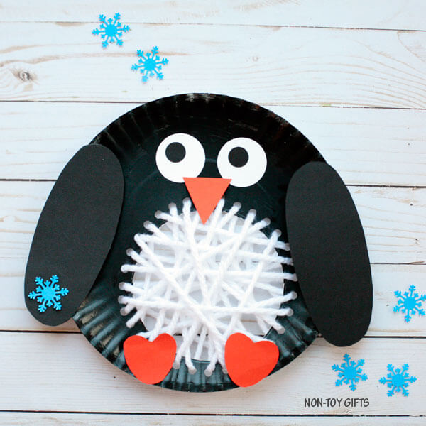 Easy Paper Plate And Yarn Penguin Craft For Kids :Easy yarn crafts for kids 