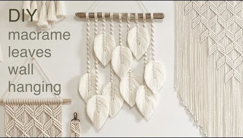 Easy-Peasy Macrame Leave-Shaped Feathers Wall Hanging Craft Large Feather Wall Art ideas