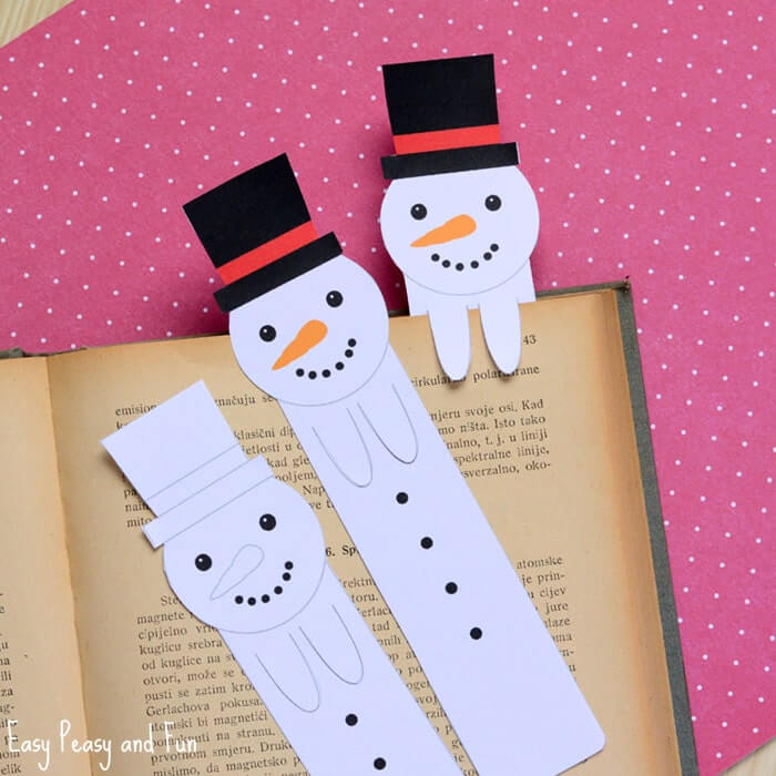 Easy & Handmade Snowman Bookmark Christmas Craft Ideas For Kids