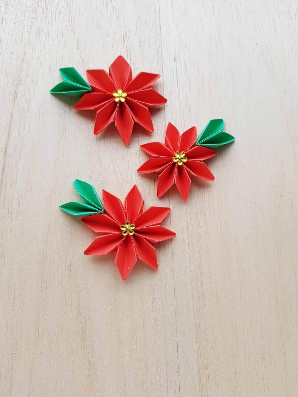 Easy To Make Origami Poinsettia Flower Craft For Kids : Poinsettia Flower Making Ideas for Christmas