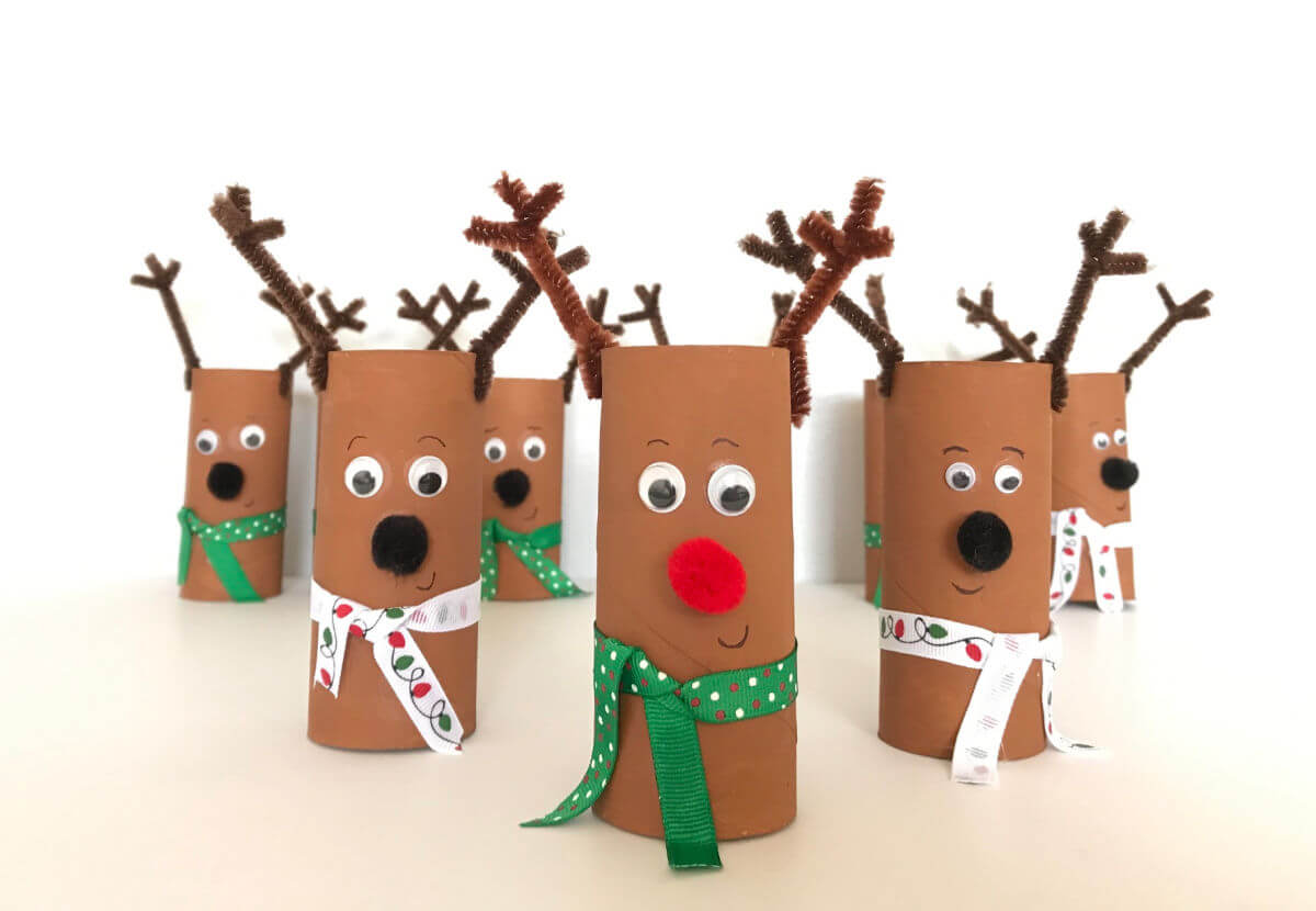 Easy To Make Reindeer Craft Using  Toilet Paper Roll & Pom Poms Easy Reindeer Crafts For Kindergartners