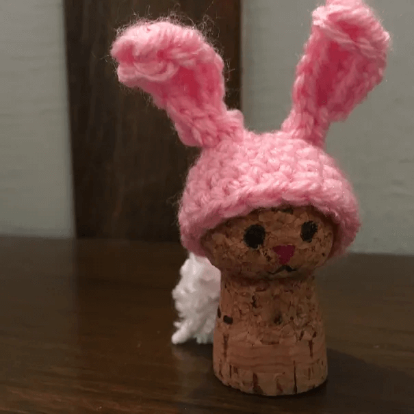 Fabulous Cork Bunny with  Kintted Cap For Easter : Cork Crafts for Easter