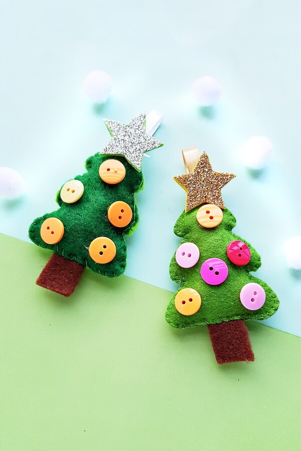 Felt & Colorful Button Decoration Craft For Christmas Tree