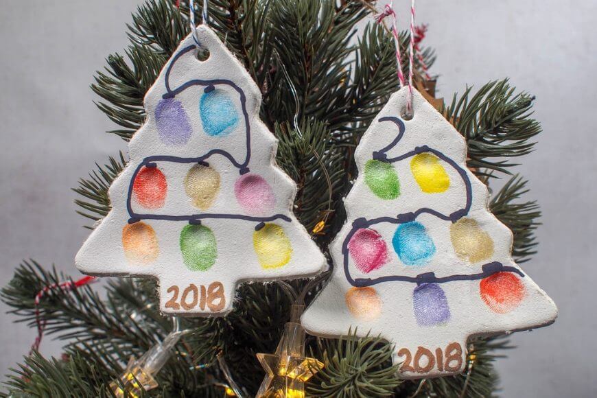 Fingerprint Christmas Tree Ornament Craft For 3-Years-Old