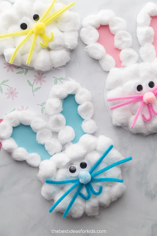 Fluffy Cotton Ball Bunny Crafts for Toddlers : Cotton Ball Craft