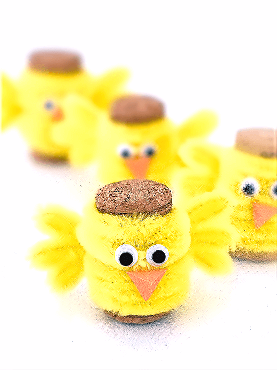 Fun And Easy Pipe Cleaner Cork Chick For Easter Crafts 