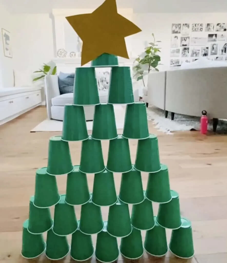 Fun Easy Christmas Tree Game Idea Using Cups