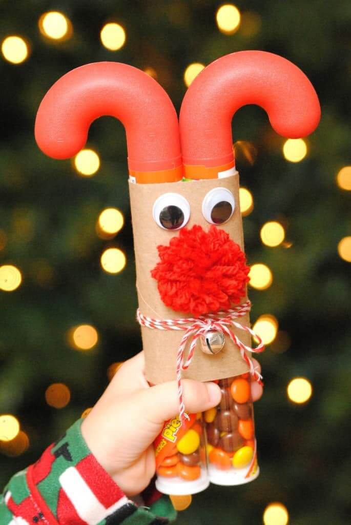 Fun Reindeer Candy Cane Craft Using Toilet Paper Rolls