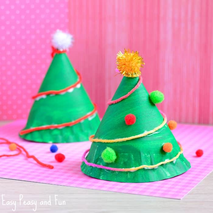 Fun To Make Christmas Tree Hat Craft With Yarn & Pom poms 