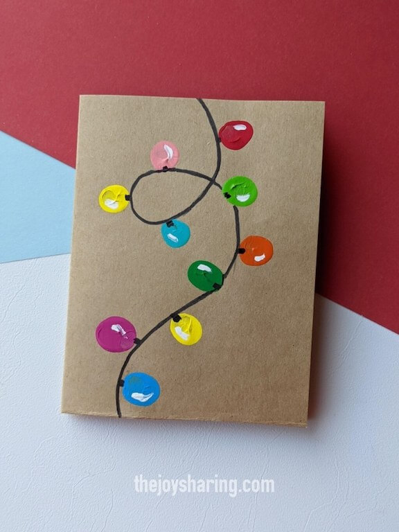 Fun To Make Fingerprint Light Christmas Greeting Card Idea For Kids