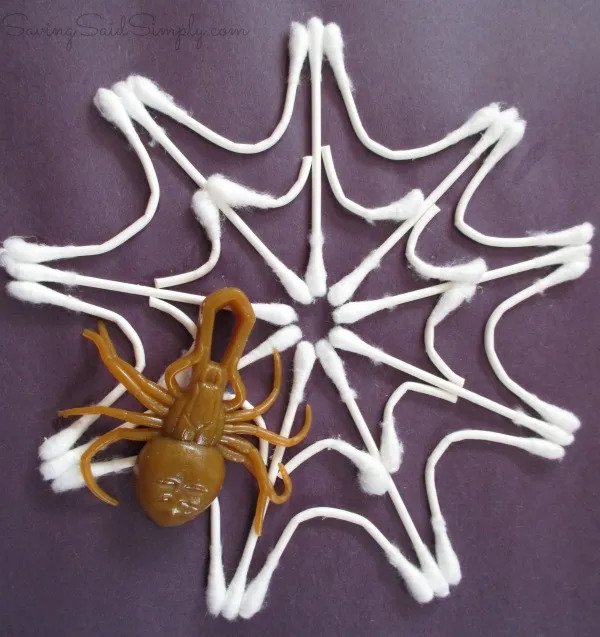 Fun and Creative Cotton Bud Spider Wed Craft for Kids : Easy Cotton Bud Crafts 