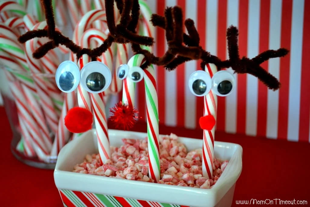 Fun to Make Reindeer Candy Cane Craft For Christmas Parties
