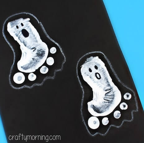 Funny and Scary Melted Crayon Footprint Ghost Crayon Activity For Kids