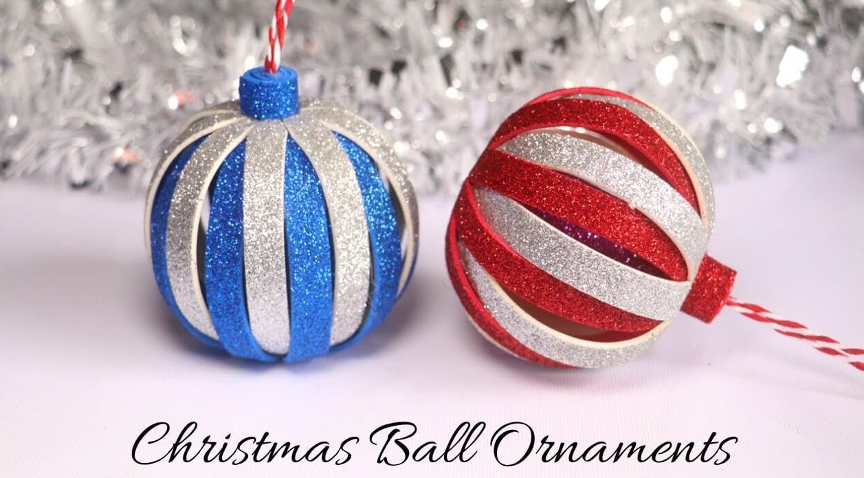 Handmade Christmas Ball Ornaments Craft Using Glitter Foam - DIY Foam Christmas Ornaments
