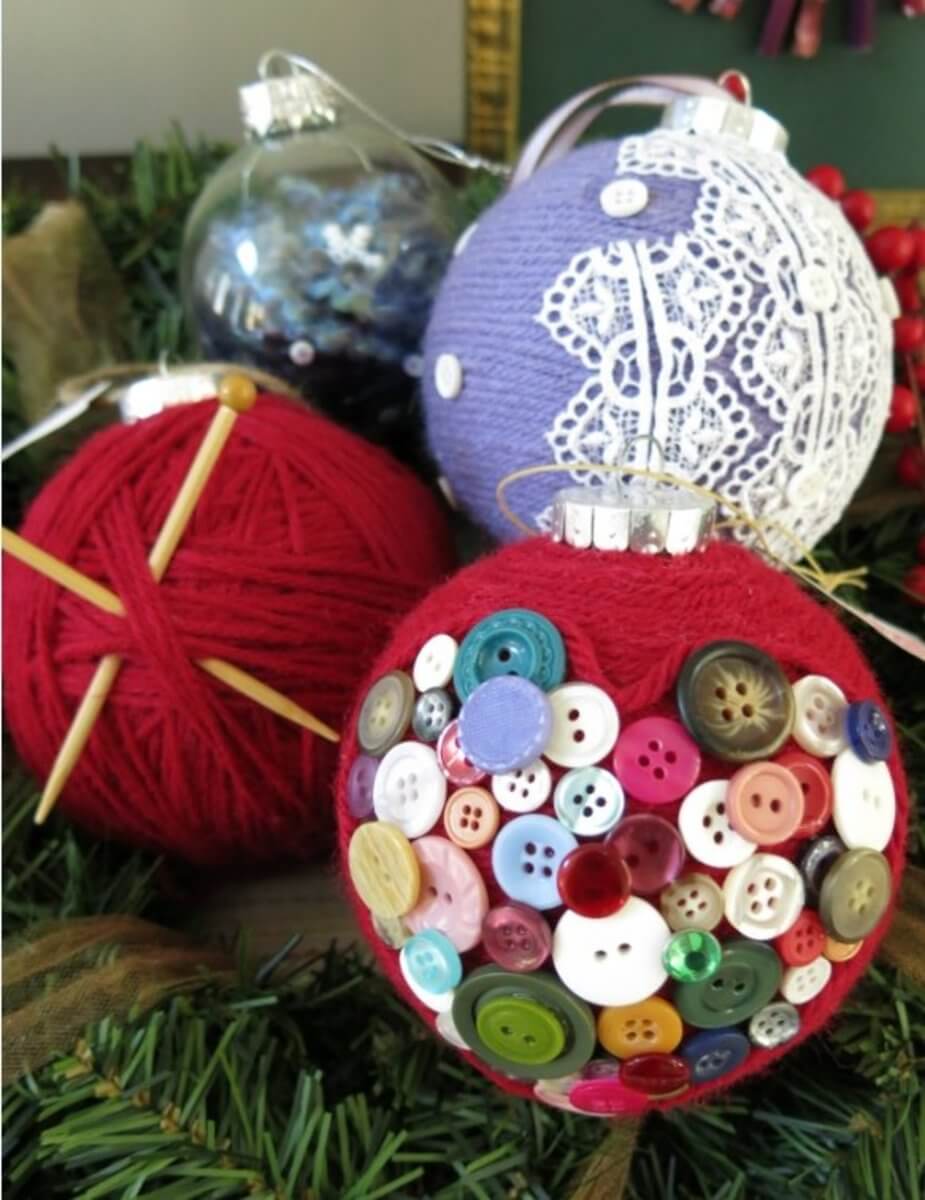 Handmade & DIY Christmas Ornaments Decoration Button Craft Using Yarn
