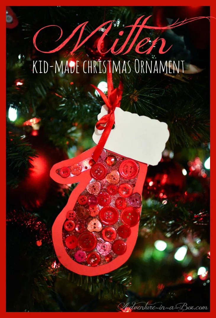 How to Make Mitten Ornament Using Button & Paper Simple Christmas Tree Craft For Toddlers
